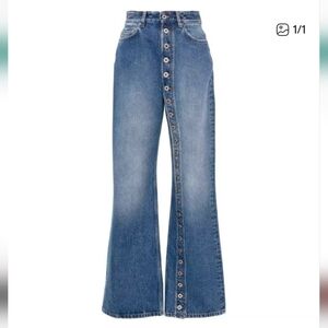 Stylish Blue Button-Front Women's Flare Jeans